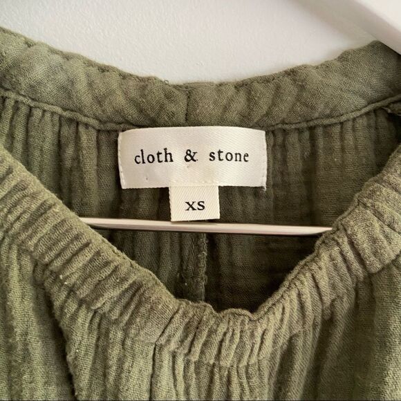 Cloth & Stone Tie Dye Muslin Long Sleeve Green Top XS - Picture 2 of 5
